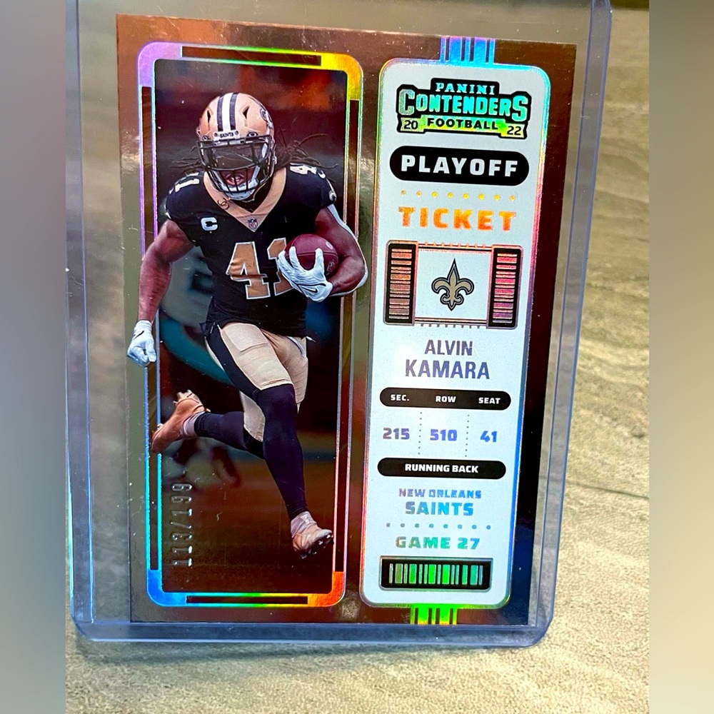 NEW Alvin Kamara “Playoff Ticket” Numbered 113/199 New Orleans Saints Football